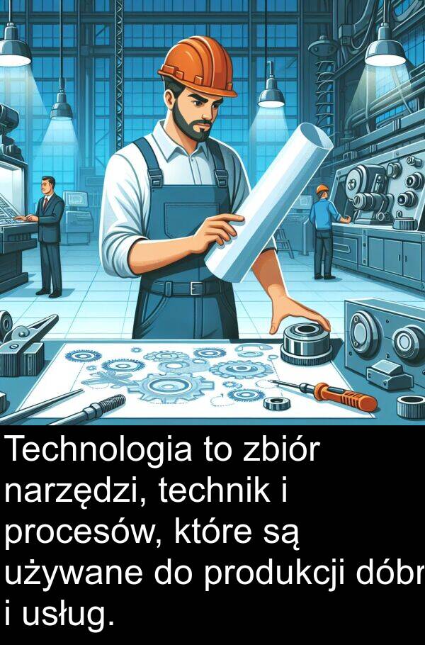 technik: Technologia to zbiór narzędzi, technik i procesów, które są używane do produkcji dóbr i usług.