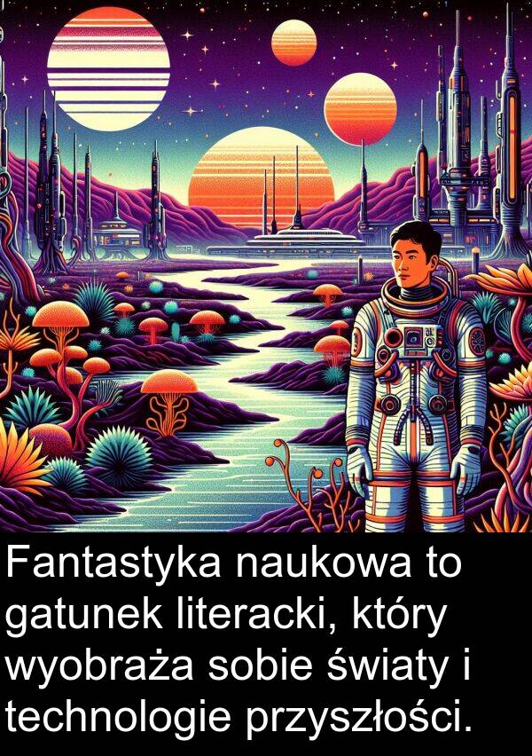 literacki: Fantastyka naukowa to gatunek literacki, który wyobraża sobie światy i technologie przyszłości.