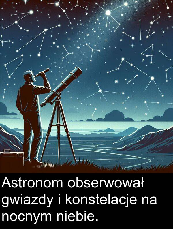 gwiazdy: Astronom obserwował gwiazdy i konstelacje na nocnym niebie.