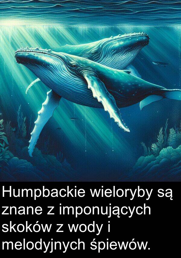 wody: Humpbackie wieloryby są znane z imponujących skoków z wody i melodyjnych śpiewów.