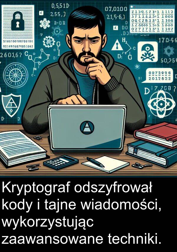 zaawansowane: Kryptograf odszyfrował kody i tajne wiadomości, wykorzystując zaawansowane techniki.