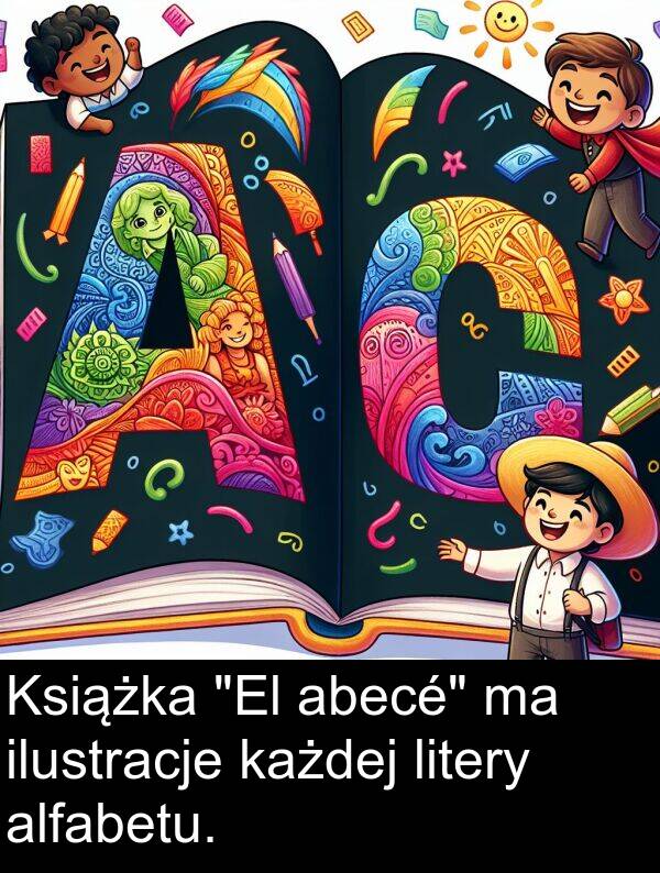 litery: Książka "El abecé" ma ilustracje każdej litery alfabetu.