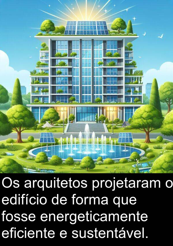 sustentável: Os arquitetos projetaram o edifício de forma que fosse energeticamente eficiente e sustentável.