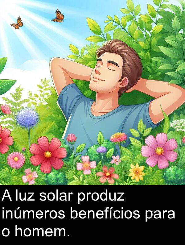 homem: A luz solar produz inúmeros benefícios para o homem.