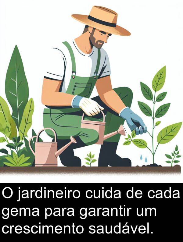 jardineiro: O jardineiro cuida de cada gema para garantir um crescimento saudável.