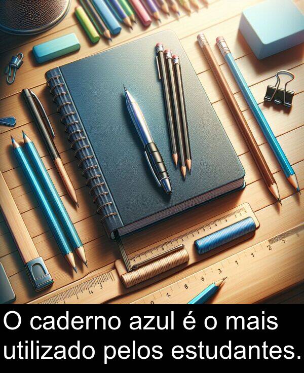 mais: O caderno azul é o mais utilizado pelos estudantes.