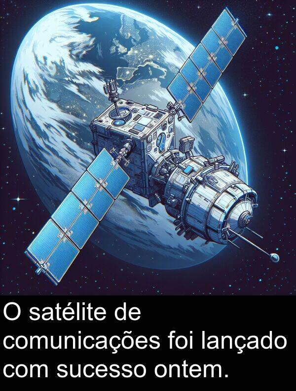 lançado: O satélite de comunicações foi lançado com sucesso ontem.