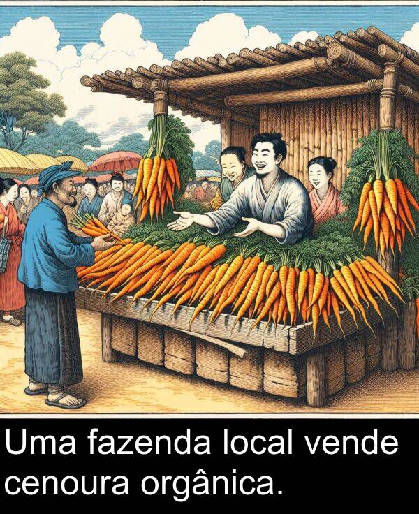 vende: Uma fazenda local vende cenoura orgânica.