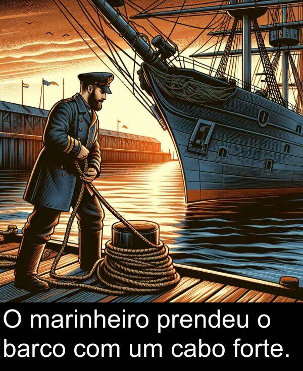 marinheiro: O marinheiro prendeu o barco com um cabo forte.