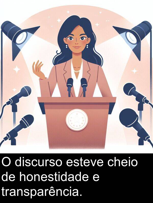 honestidade: O discurso esteve cheio de honestidade e transparência.