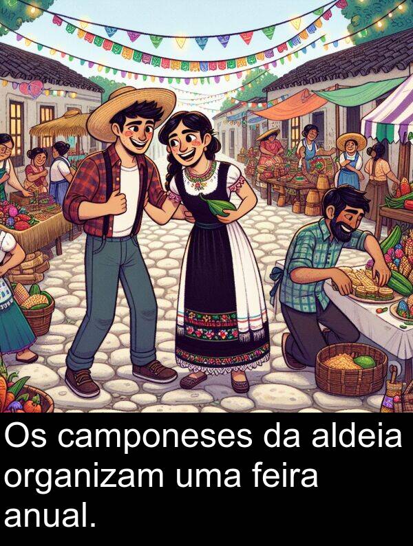 feira: Os camponeses da aldeia organizam uma feira anual.