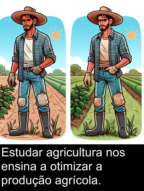 nos: Estudar agricultura nos ensina a otimizar a produção agrícola.