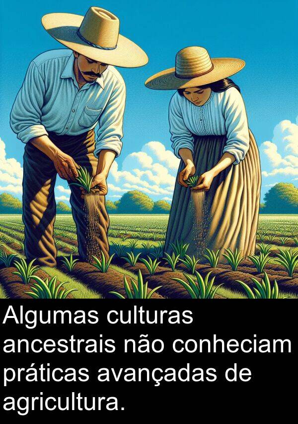 práticas: Algumas culturas ancestrais não conheciam práticas avançadas de agricultura.