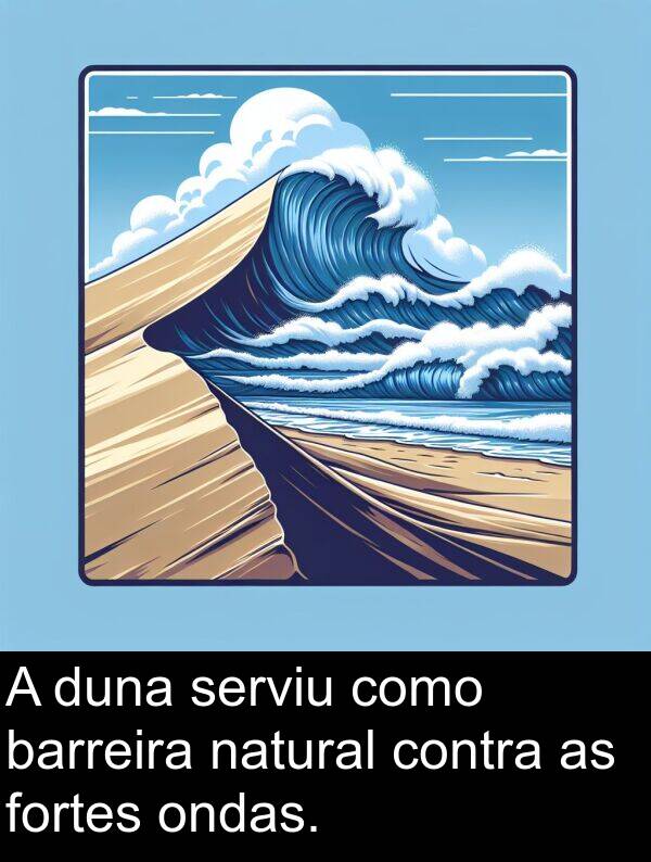 fortes: A duna serviu como barreira natural contra as fortes ondas.