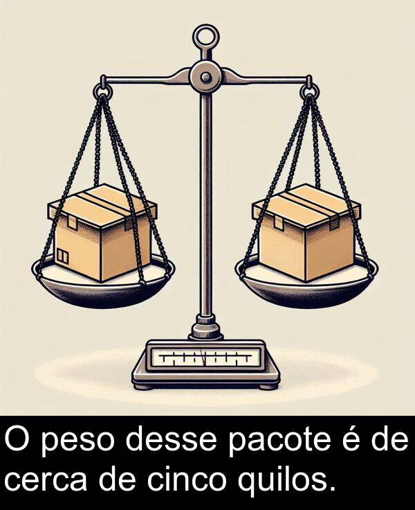 quilos: O peso desse pacote é de cerca de cinco quilos.