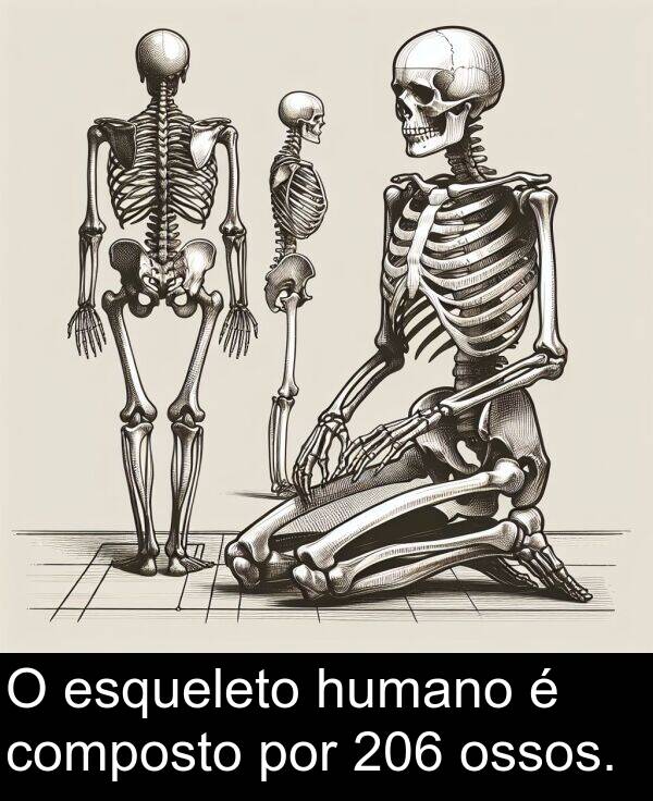 humano: O esqueleto humano é composto por 206 ossos.