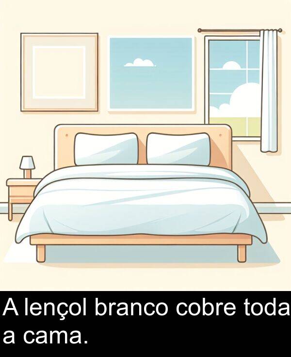 lençol: A lençol branco cobre toda a cama.