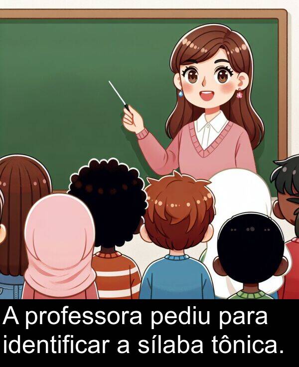 professora: A professora pediu para identificar a sílaba tônica.