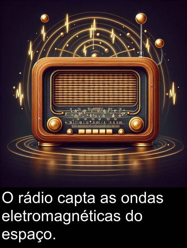 rádio: O rádio capta as ondas eletromagnéticas do espaço.