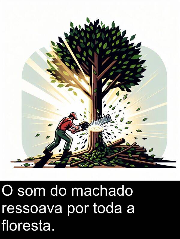 machado: O som do machado ressoava por toda a floresta.