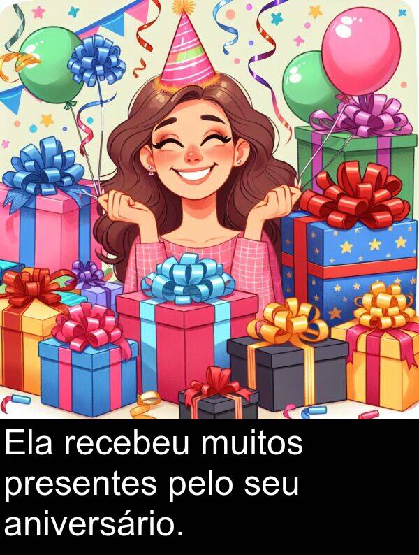 seu: Ela recebeu muitos presentes pelo seu aniversário.