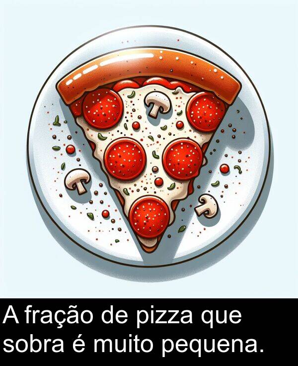 pequena: A fração de pizza que sobra é muito pequena.