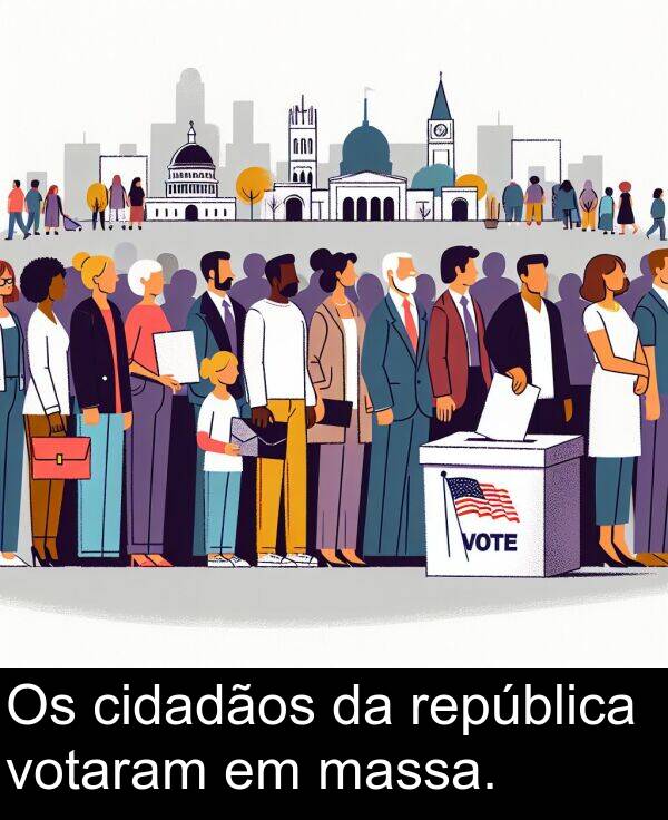 massa: Os cidadãos da república votaram em massa.