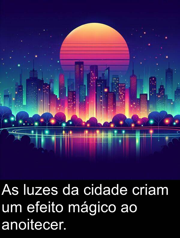 mágico: As luzes da cidade criam um efeito mágico ao anoitecer.