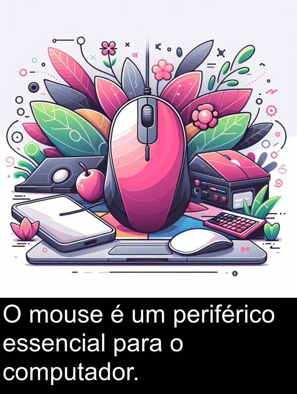 periférico: O mouse é um periférico essencial para o computador.