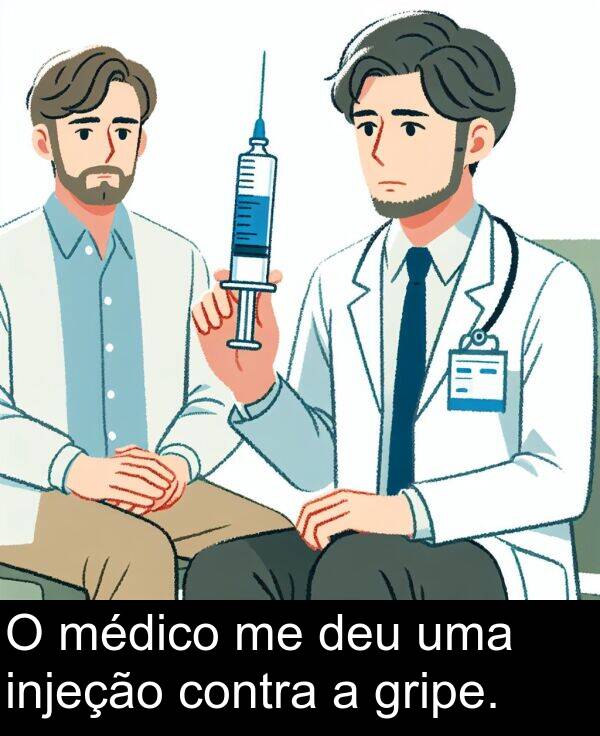 uma: O médico me deu uma injeção contra a gripe.