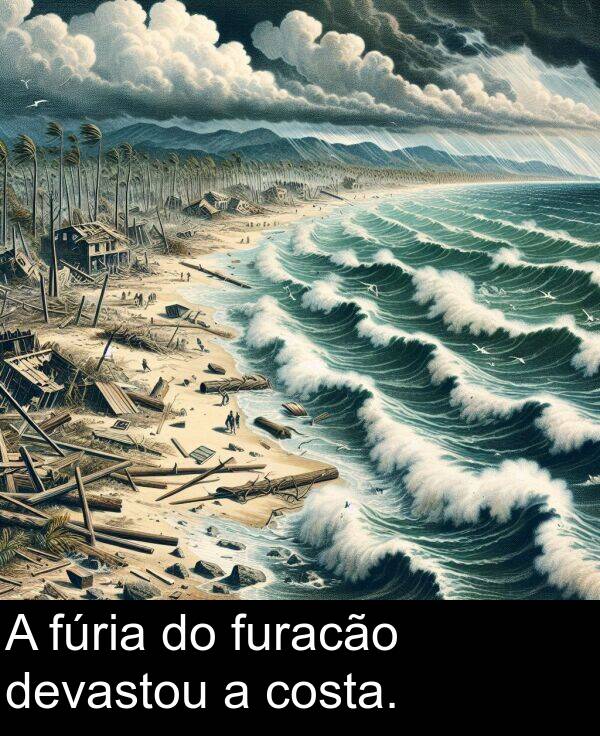 furacão: A fúria do furacão devastou a costa.