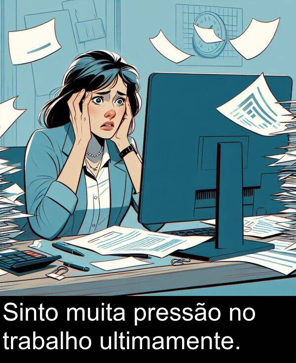 ultimamente: Sinto muita pressão no trabalho ultimamente.