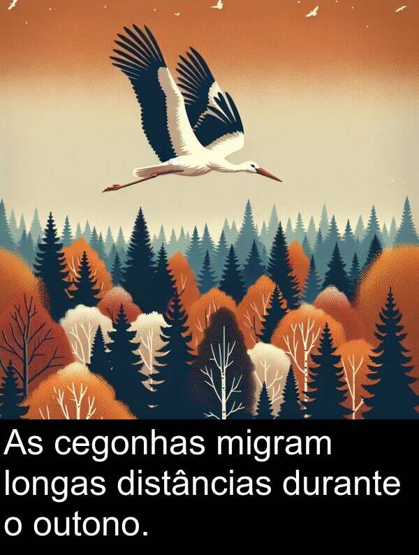 migram: As cegonhas migram longas distâncias durante o outono.