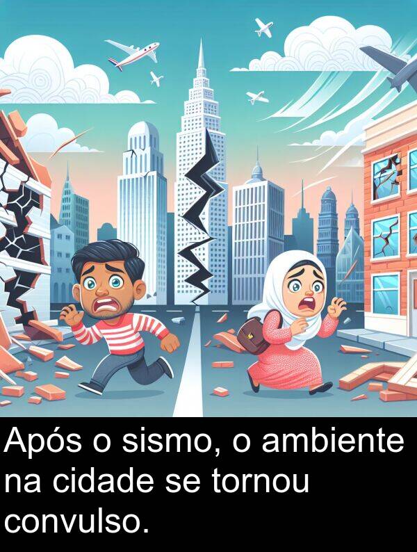 tornou: Após o sismo, o ambiente na cidade se tornou convulso.