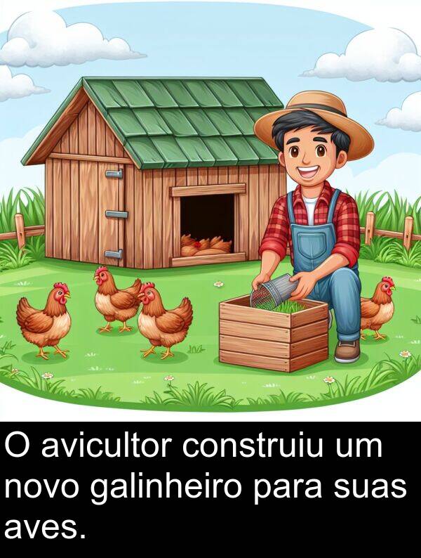 novo: O avicultor construiu um novo galinheiro para suas aves.