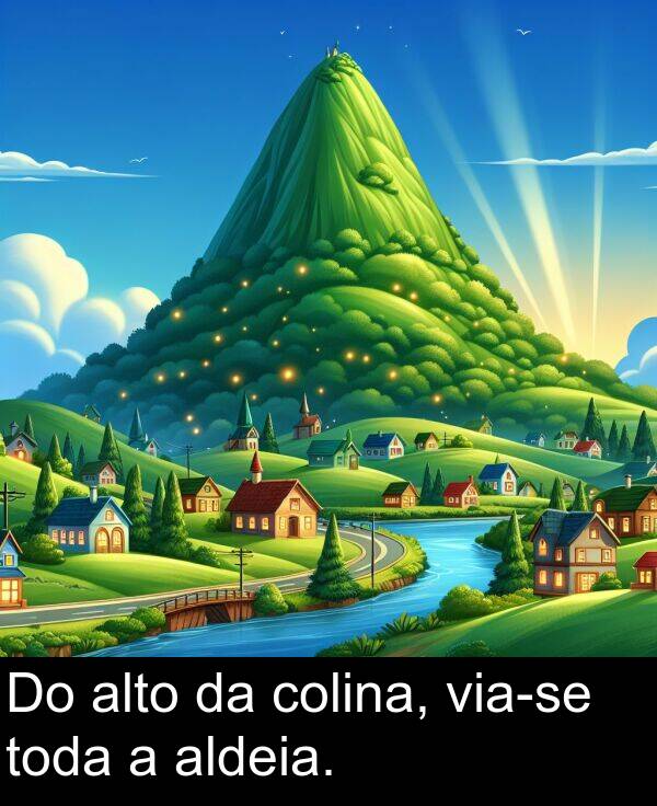 toda: Do alto da colina, via-se toda a aldeia.