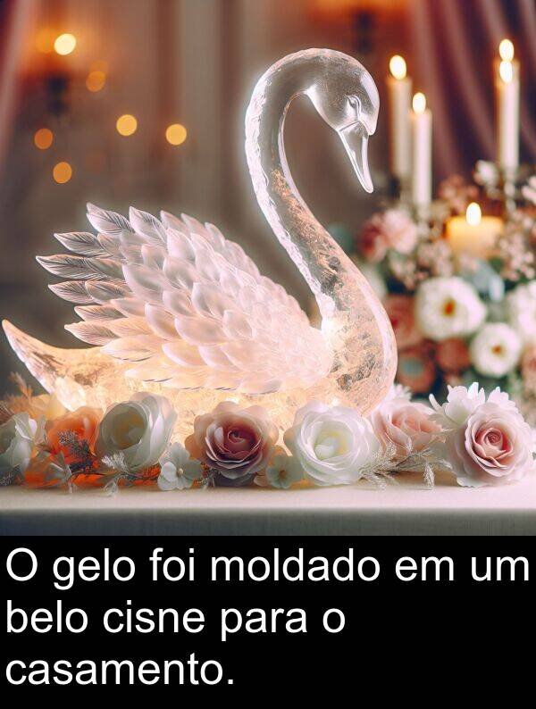 belo: O gelo foi moldado em um belo cisne para o casamento.