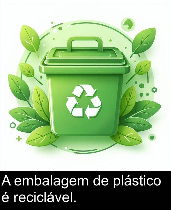 plástico: A embalagem de plástico é reciclável.