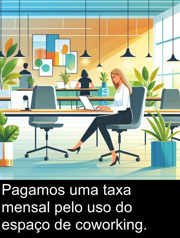 taxa: Pagamos uma taxa mensal pelo uso do espaço de coworking.