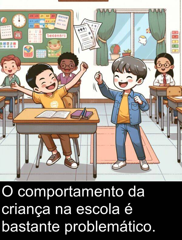 bastante: O comportamento da criança na escola é bastante problemático.