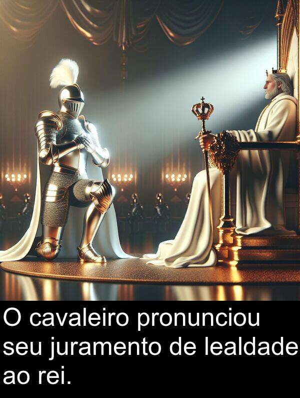 juramento: O cavaleiro pronunciou seu juramento de lealdade ao rei.