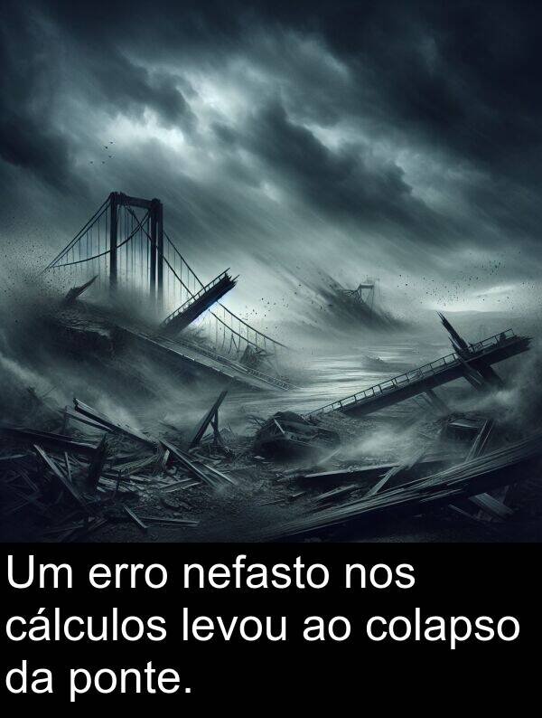 levou: Um erro nefasto nos cálculos levou ao colapso da ponte.