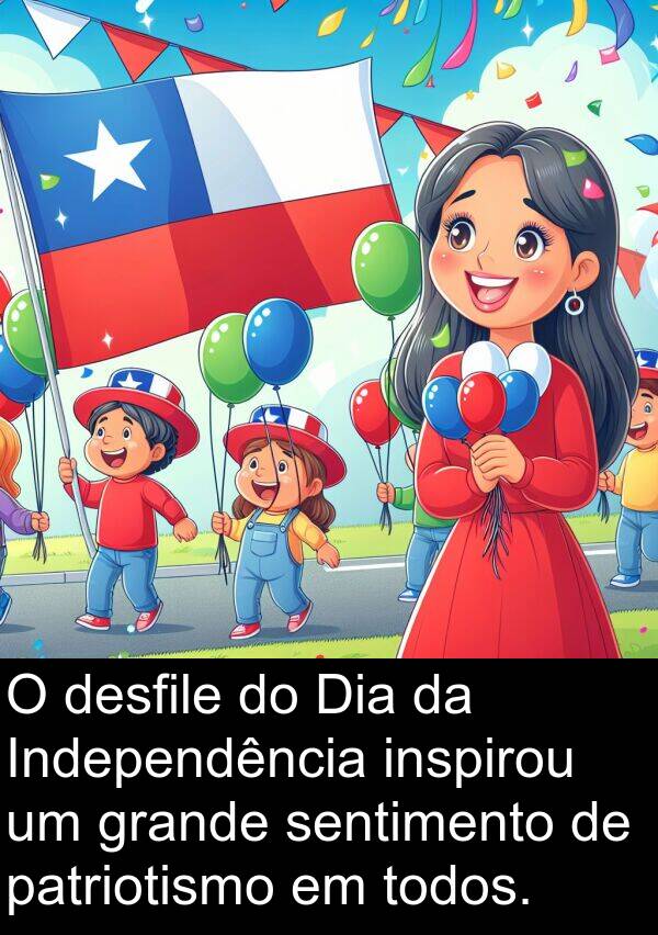 patriotismo: O desfile do Dia da Independência inspirou um grande sentimento de patriotismo em todos.