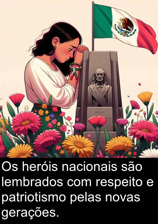 gerações: Os heróis nacionais são lembrados com respeito e patriotismo pelas novas gerações.