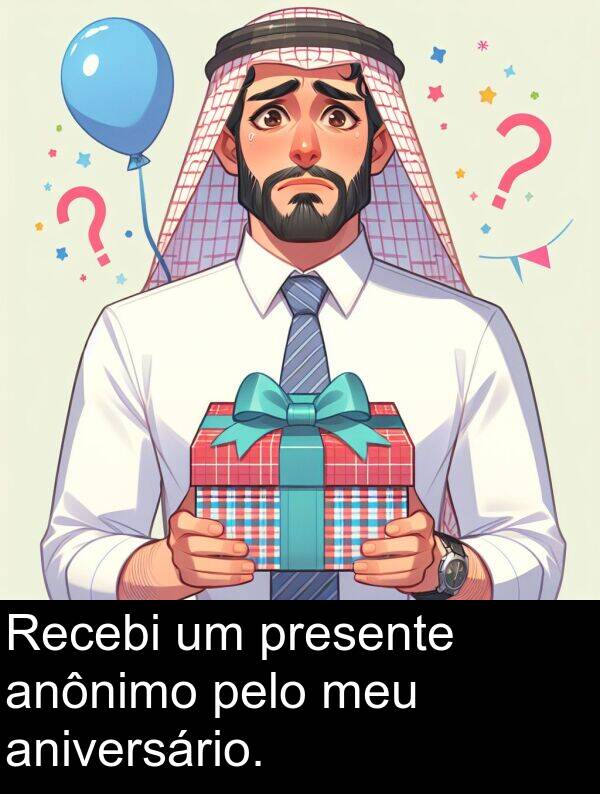 pelo: Recebi um presente anônimo pelo meu aniversário.