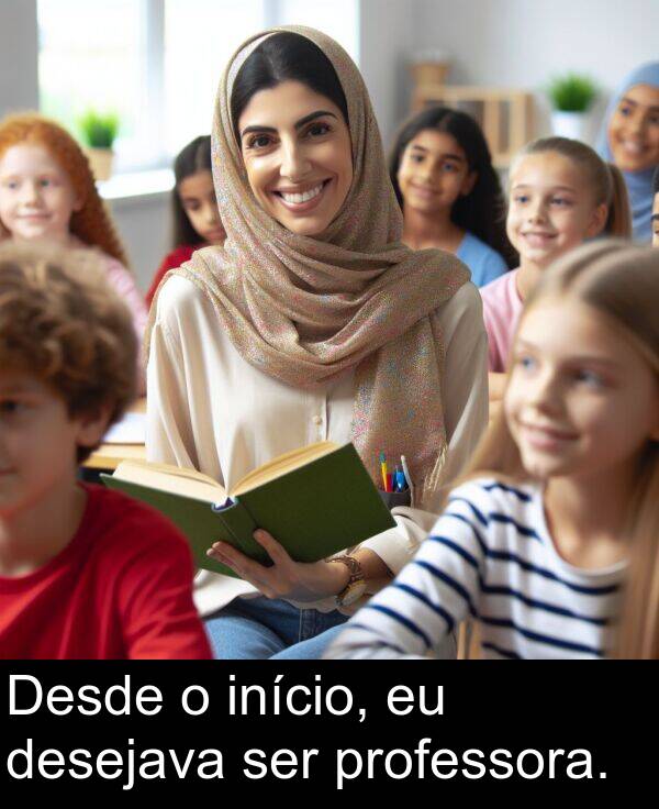 início: Desde o início, eu desejava ser professora.