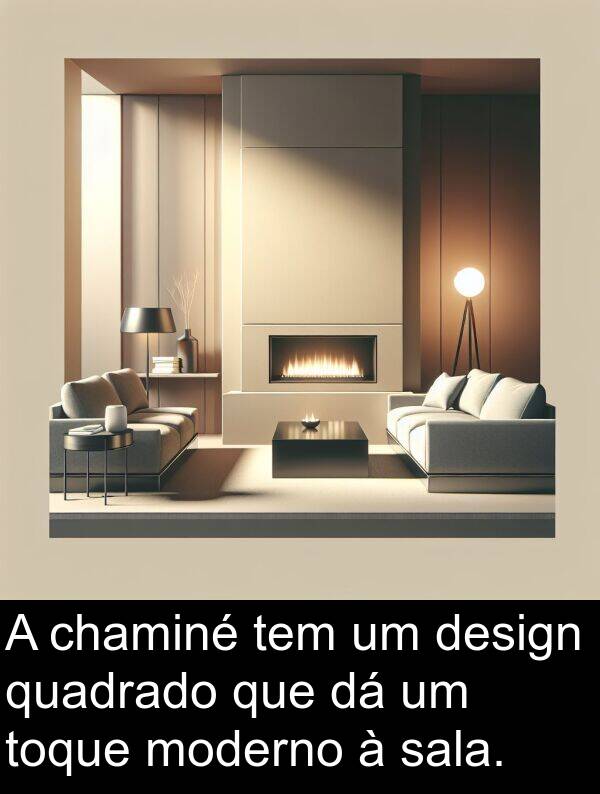 sala: A chaminé tem um design quadrado que dá um toque moderno à sala.