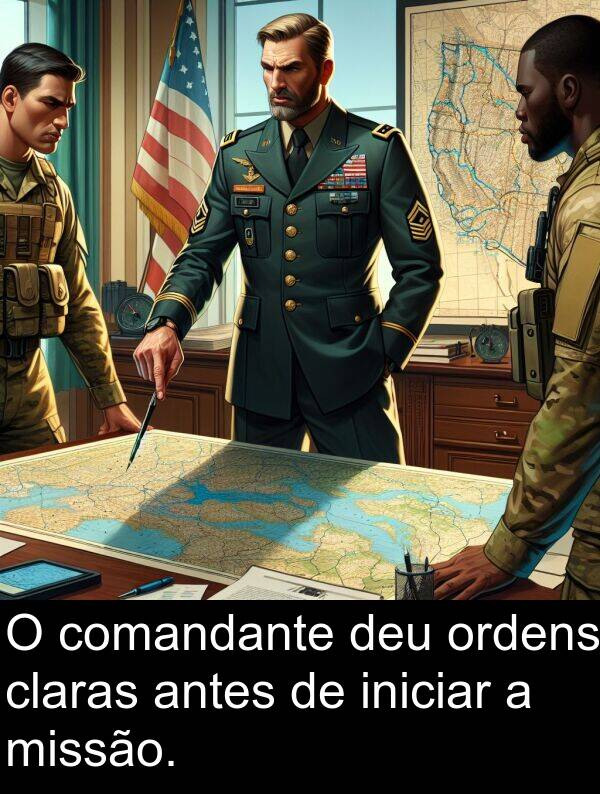 ordens: O comandante deu ordens claras antes de iniciar a missão.