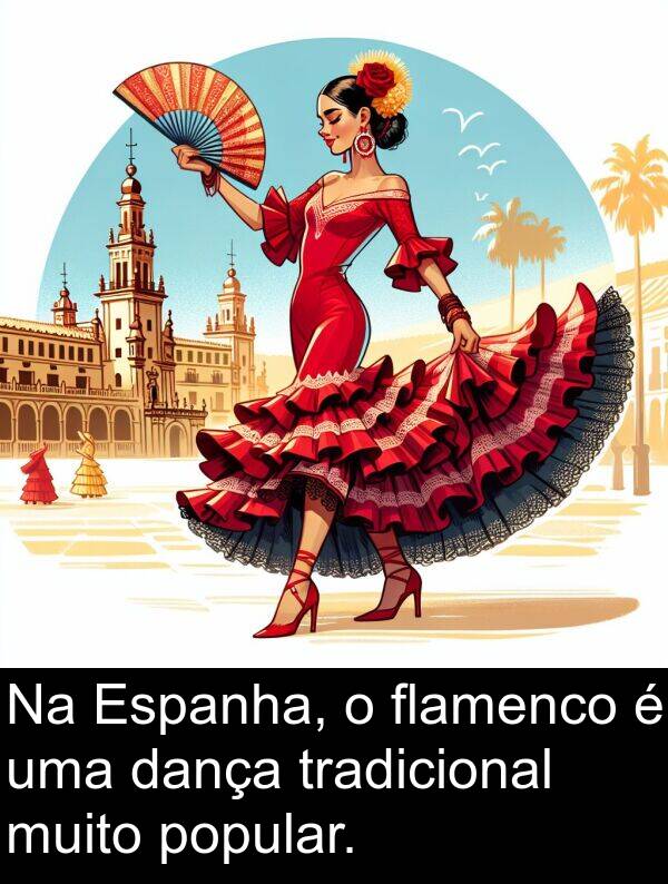 dança: Na Espanha, o flamenco é uma dança tradicional muito popular.