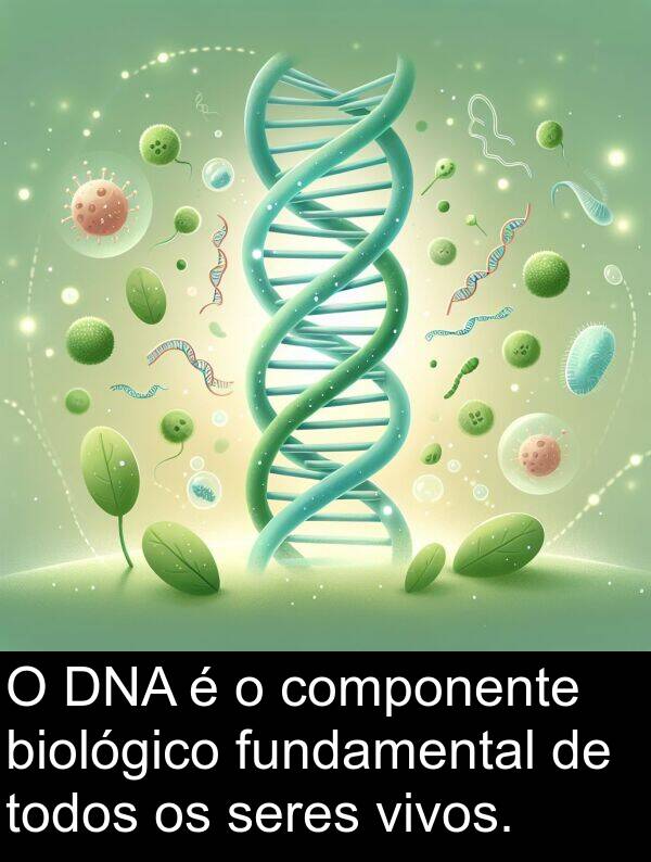 biológico: O DNA é o componente biológico fundamental de todos os seres vivos.